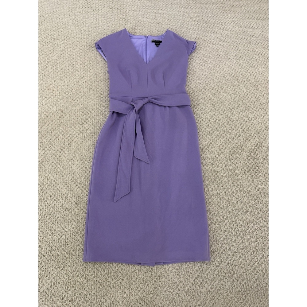 Elegant Lavender Belted Sheath Dress - Picture 3 of 7